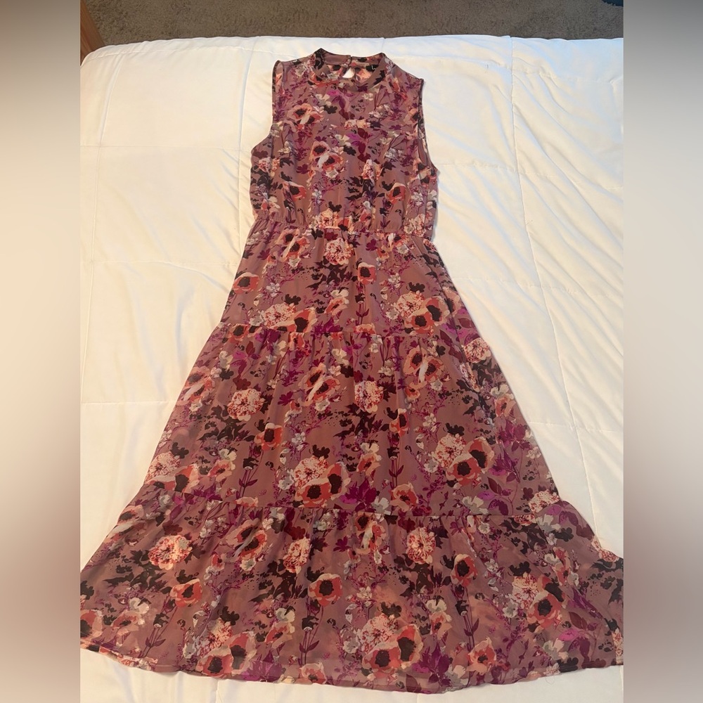 Lulu's Floral Midi Dress - Pink and Purple - Picture 9 of 9